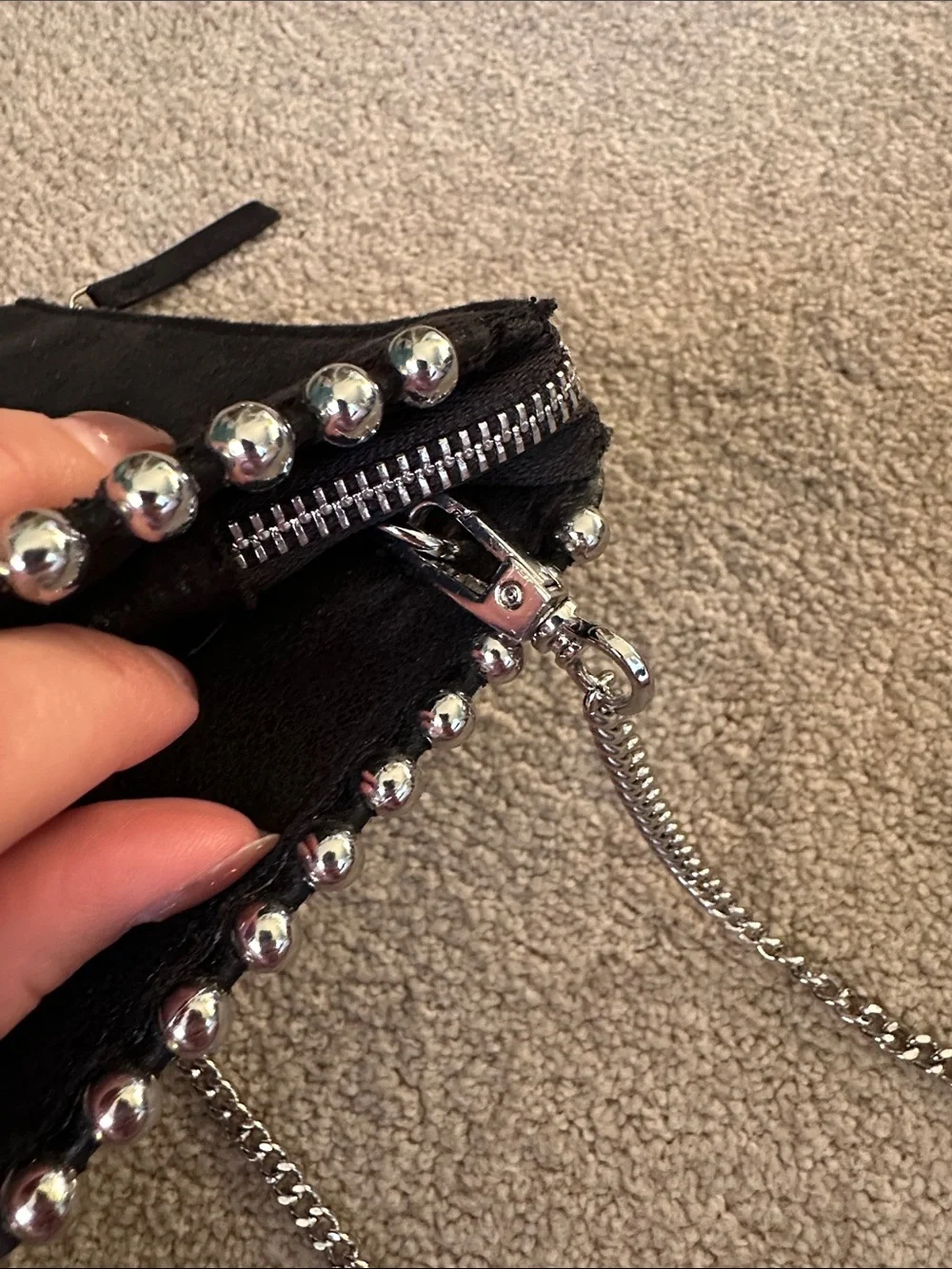 Zara Black Chain Crossbody Clutch with Stud Trim - Picture 10 of 10